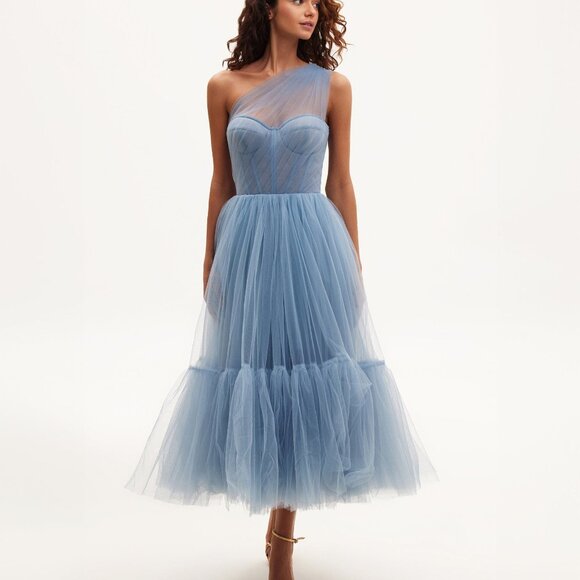 Elegant Blue Midi Dress - Picture 1 of 13